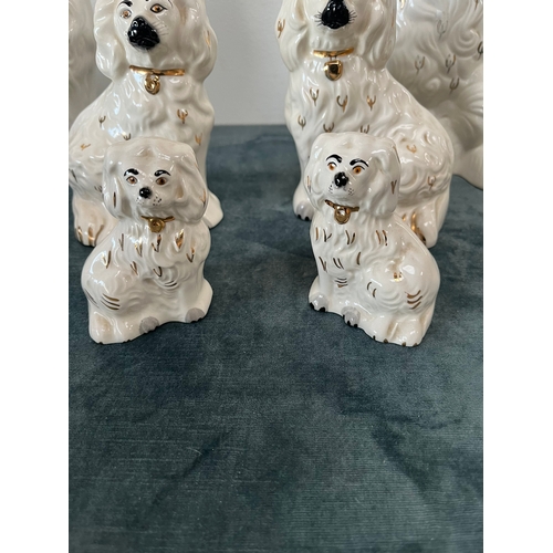 167 - 6 x graduated size Beswick Staffordshire flatback style dogs. 
Pair of large, medium and small dogs.... 