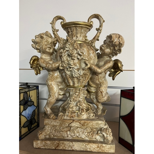 193 - Large composite figure of cherubs with urn