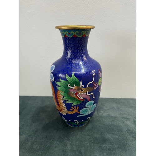 212 - Oriental chinoiserie vase decorated with dragons 
9 inches tall