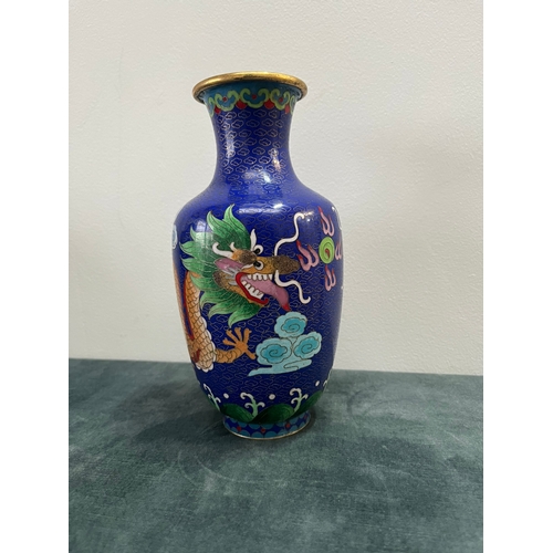 212 - Oriental chinoiserie vase decorated with dragons 
9 inches tall