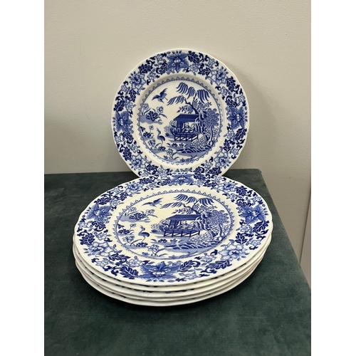 218 - Royal Worcester Blue Broseley set of six dinner plates