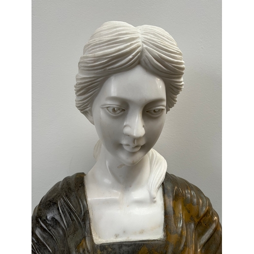 250 - Large Italian Carrera marble carved bust of a lady