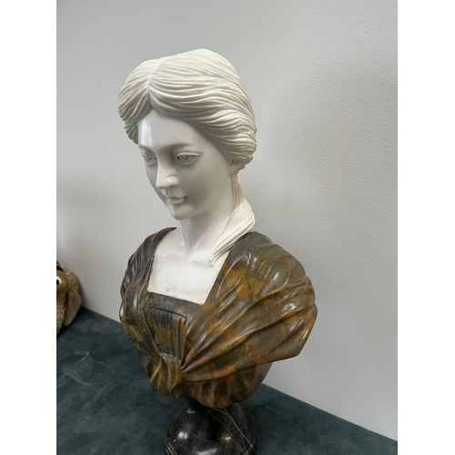 250 - Large Italian Carrera marble carved bust of a lady