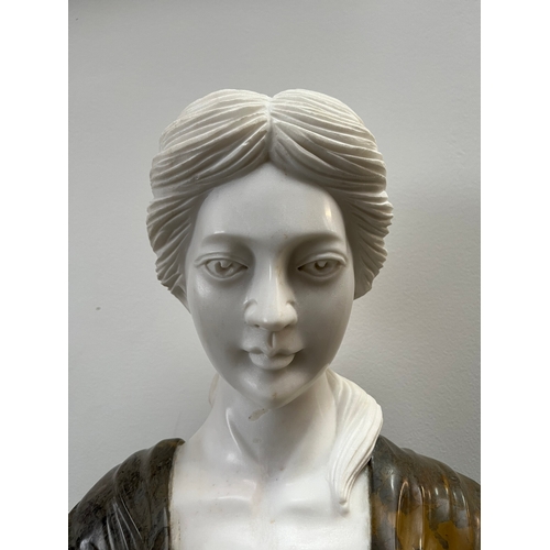 250 - Large Italian Carrera marble carved bust of a lady