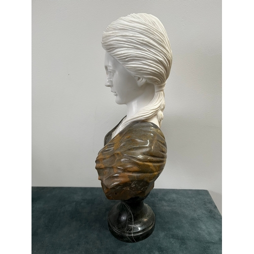 250 - Large Italian Carrera marble carved bust of a lady