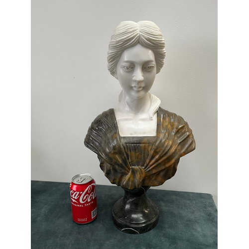 250 - Large Italian Carrera marble carved bust of a lady