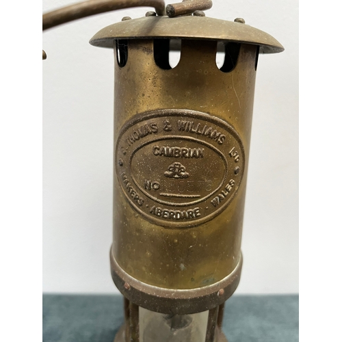 262 - Large brass E. Thomas & Williams Cambrian miners lamp