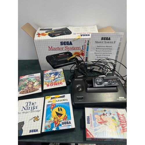 289 - Sega Master System 2 with games - Taz-Mania, Sonic, Pac-Mania, The Ninja + Asterix