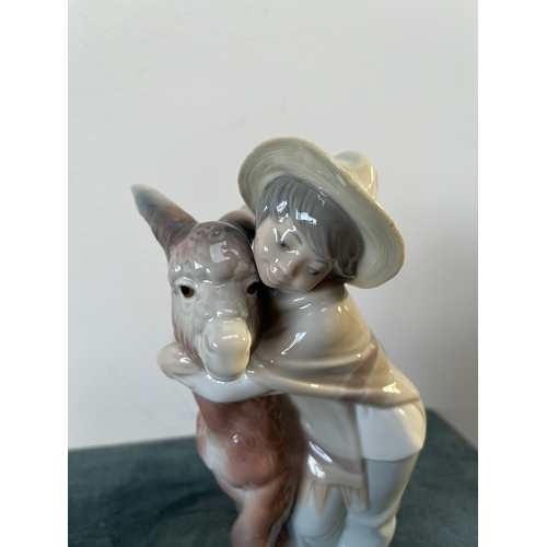 324 - Lladro Spain 'Platero and Marcelino' Boy Hugging Donkey