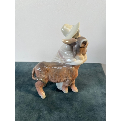 324 - Lladro Spain 'Platero and Marcelino' Boy Hugging Donkey