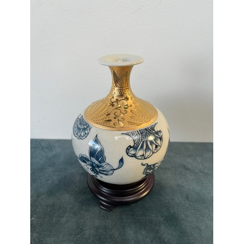 333 - Oriental vase on stand - signed Tai Hwa Pottery