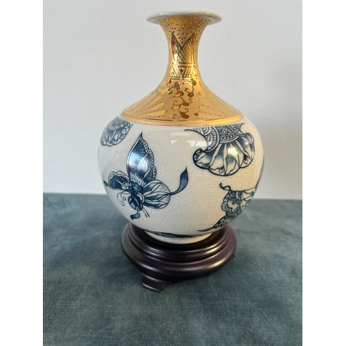 333 - Oriental vase on stand - signed Tai Hwa Pottery