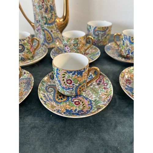 338 - Tea set with teapot, six cups and saucers and sugar bowl - Czechoslovakia