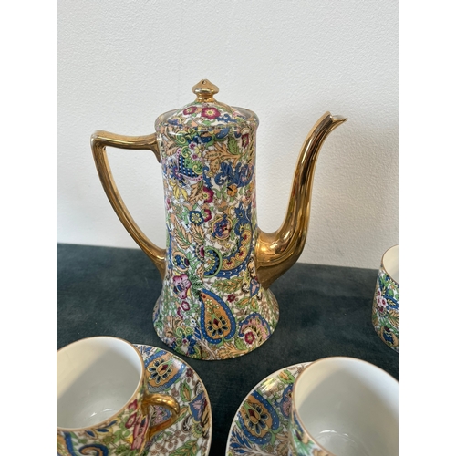 338 - Tea set with teapot, six cups and saucers and sugar bowl - Czechoslovakia