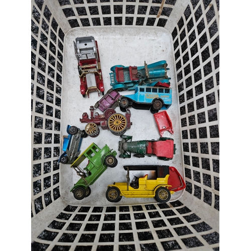 303 - Box of various play worn model toy cars ect