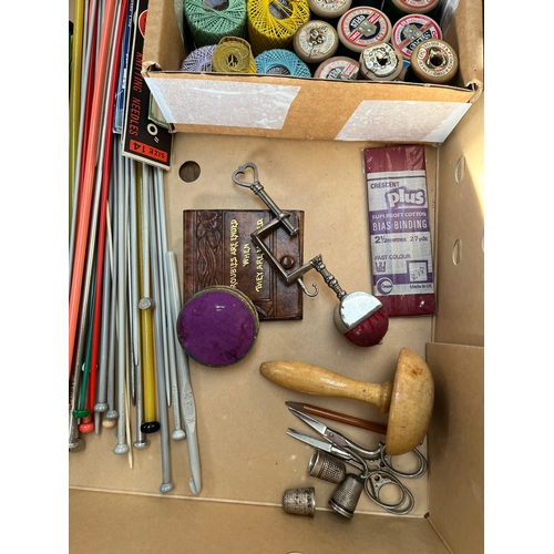 351 - Large box of assorted sewing/ knitting apparatus