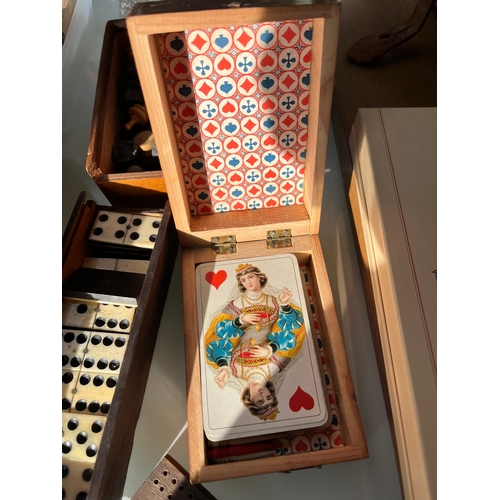 355 - Chess set, dominos and playing cards