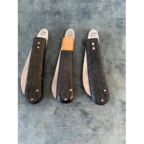 411 - Sheffield friction pocket knives x 3 Sheldon Knife