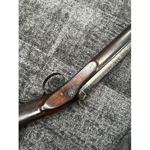 420 - 10 Bore flint lock converted to percussion gun - fowling piece 

Vendors description - Made by a wom... 