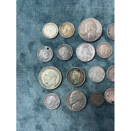 438 - Assortment of silver coins - some British + world