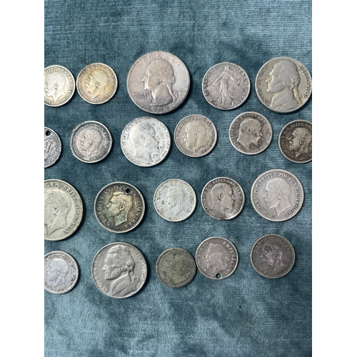 438 - Assortment of silver coins - some British + world