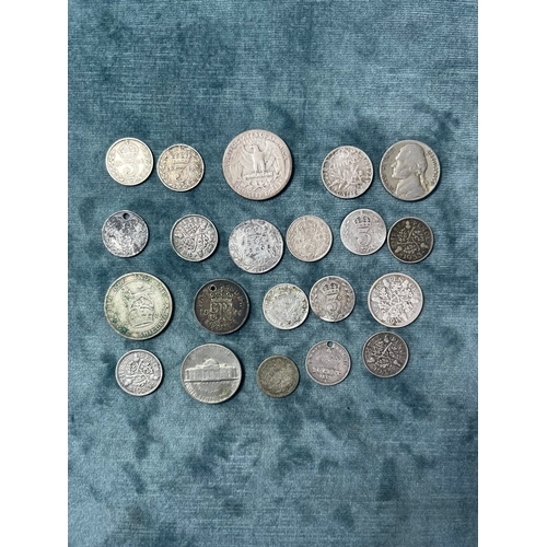 438 - Assortment of silver coins - some British + world