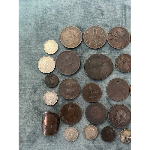 439 - Large assortment of coins, some silver, engraved ect