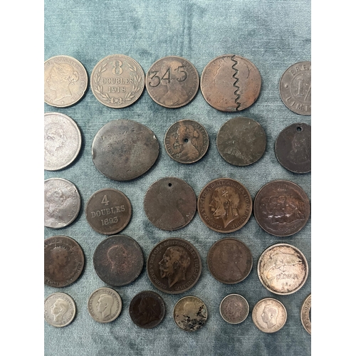 439 - Large assortment of coins, some silver, engraved ect