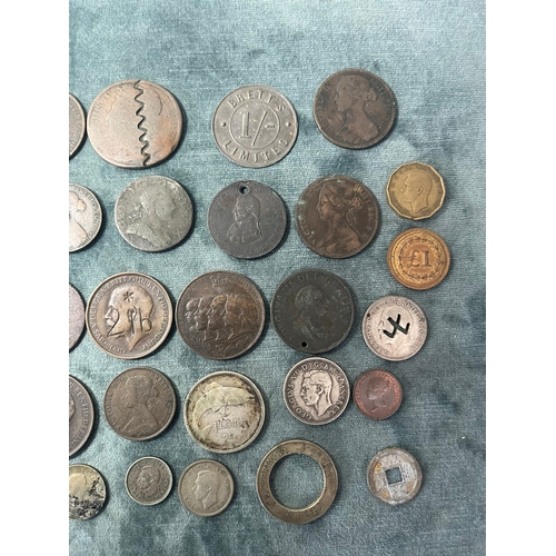 439 - Large assortment of coins, some silver, engraved ect