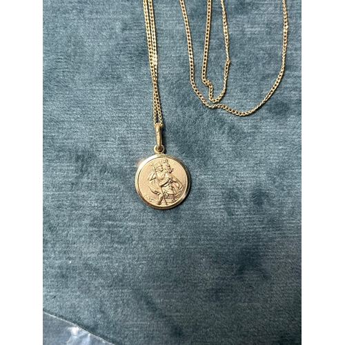 508 - 9ct yellow gold necklace and St Christopher pendant - 3.2g