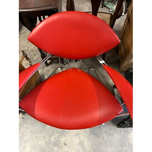 57 - Retro mid-century red and metal armchair