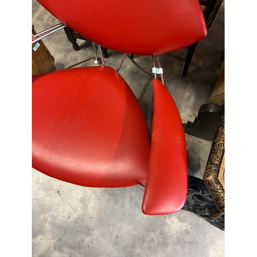 57 - Retro mid-century red and metal armchair