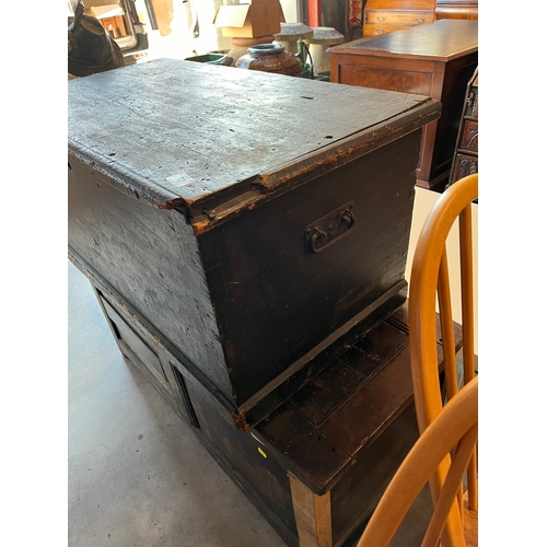 70 - Antique wooden trunk