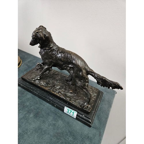 371 - Bronze model of a setter dog on a marble base