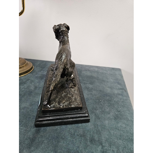 371 - Bronze model of a setter dog on a marble base