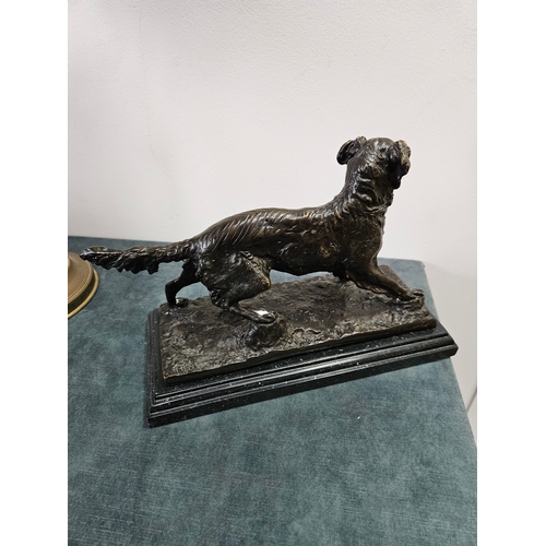 371 - Bronze model of a setter dog on a marble base