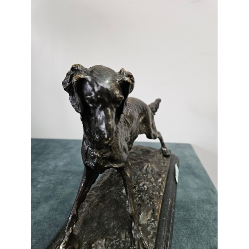 371 - Bronze model of a setter dog on a marble base