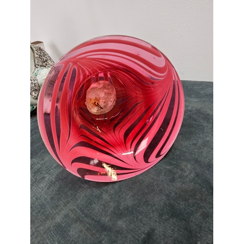 382 - 19th century Nailsea red and white glass wedding bell