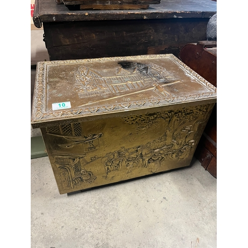 10 - Vintage brass coal box