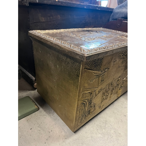 10 - Vintage brass coal box