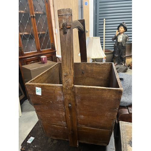 17 - Antique wooden bucket with handle