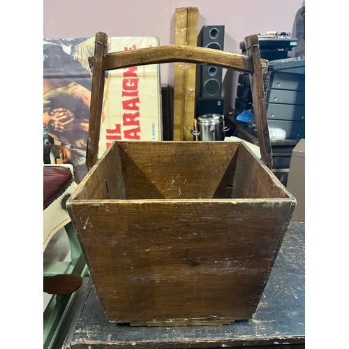 17 - Antique wooden bucket with handle