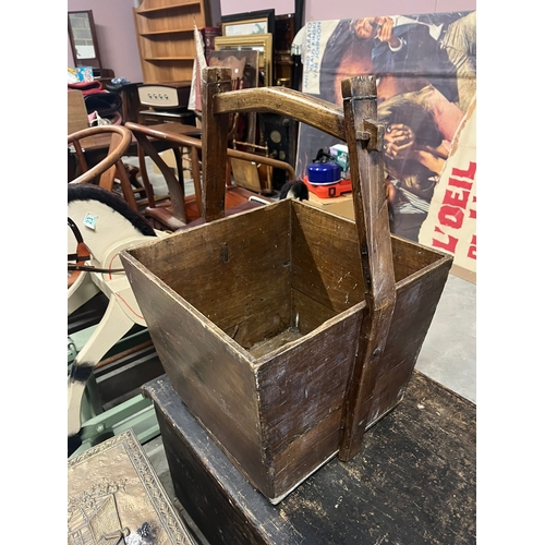 17 - Antique wooden bucket with handle