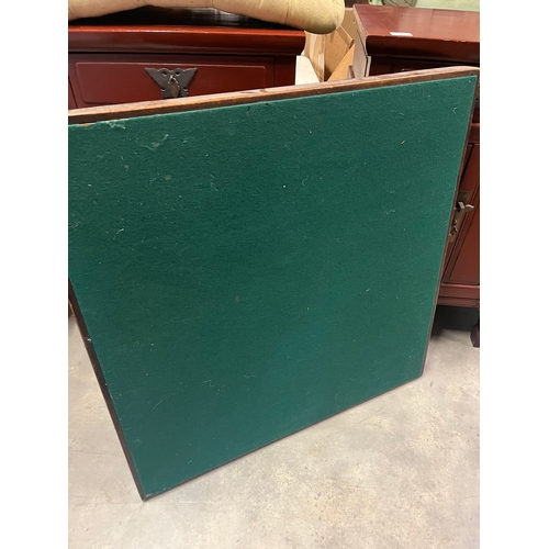 22 - Vintage folding card table with green baize top