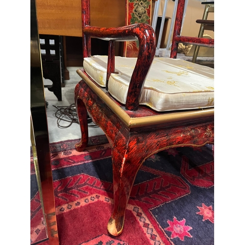 31 - Oriental decorated chair with fitted cushion