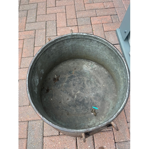 36 - Large antique copper coal/ log bucket with cast iron handles