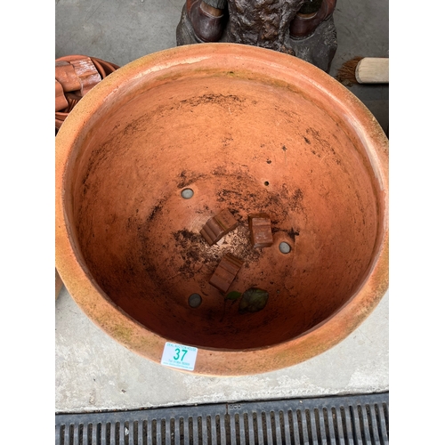 37 - 2 x Large terracotta planters