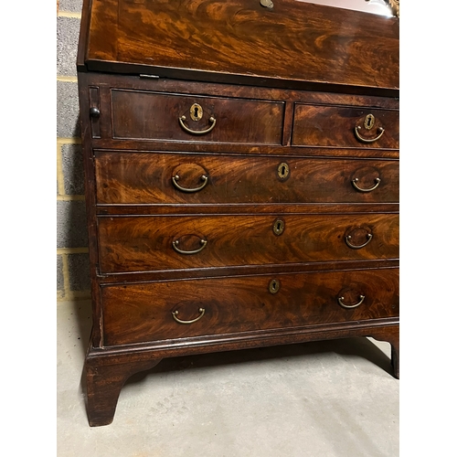 8 - Antique mahogany bureau desk- sloping fold down desk front top