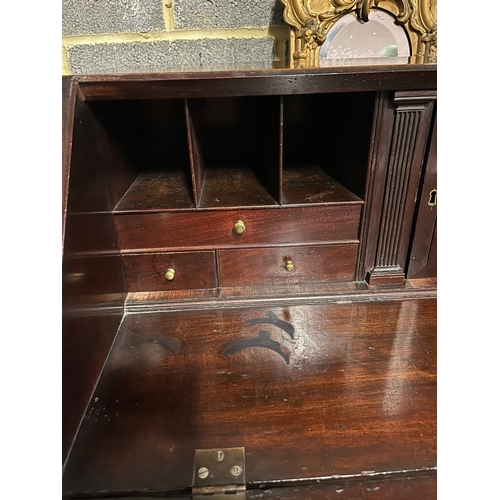 8 - Antique mahogany bureau desk- sloping fold down desk front top