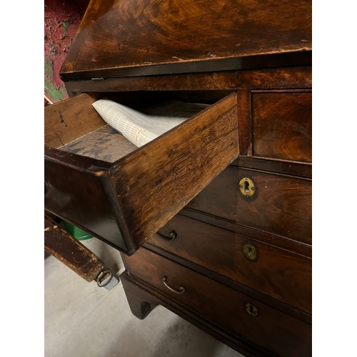 8 - Antique mahogany bureau desk- sloping fold down desk front top